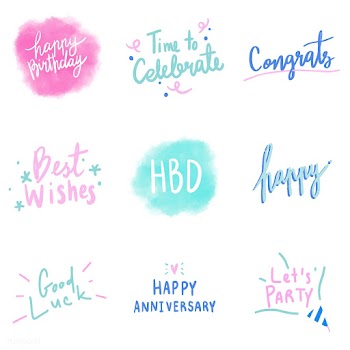 Set of colorful celebratory typography vector.. | Free stock vector - 472619
