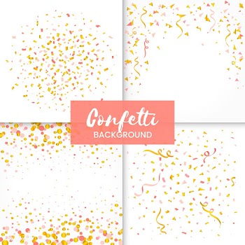 Set of colorful confetti backgrounds vector | Free stock vector - 524844