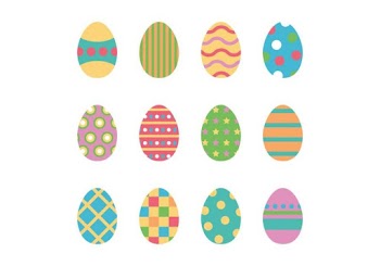 Set Of Colorful Easter Eggs