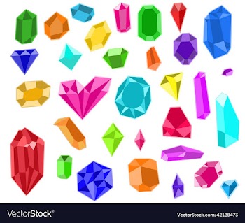 set of colorful gems isolated on white background