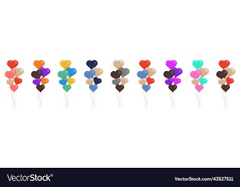 set of colorful heart shaped balloons