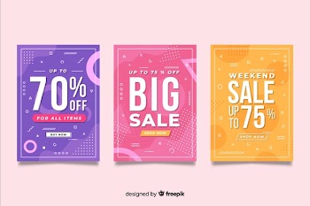 Set of colorful memphis sales banner Free Vector