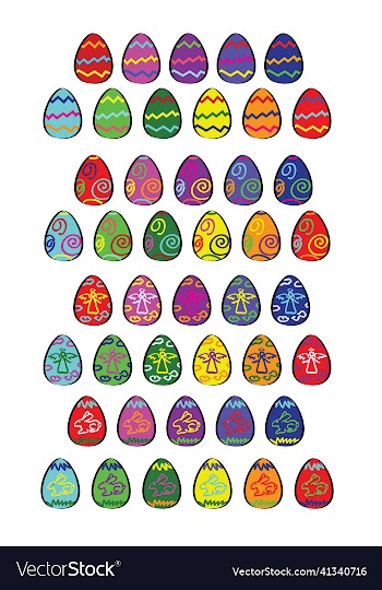 set of colorful painted easter eggs