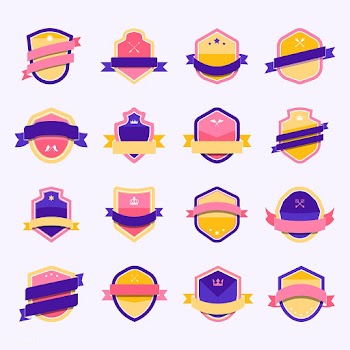Set of colorful shield icon embellished with .. | Free stock vector - 543091
