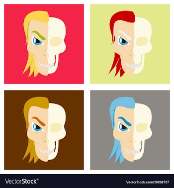 Set of comic stylized superhero skeleton face vector image
