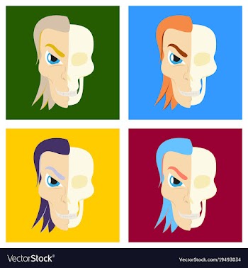 Set of comic stylized superhero skeleton face vector image