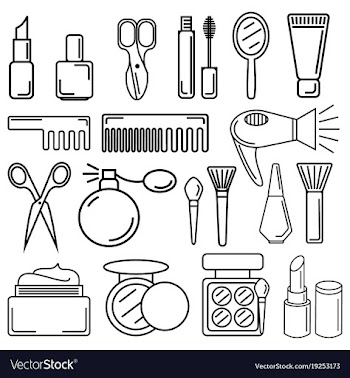 Set of cosmetics elements in linear style vector image