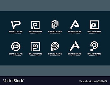 set of creative logo collection with initial p