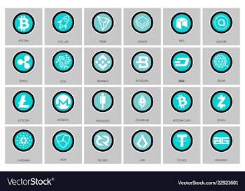 Set of crypto currency logo coins vector image