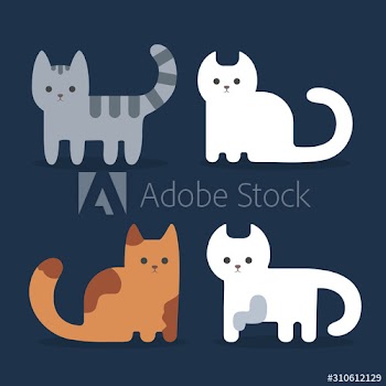 Set of cute cats icons