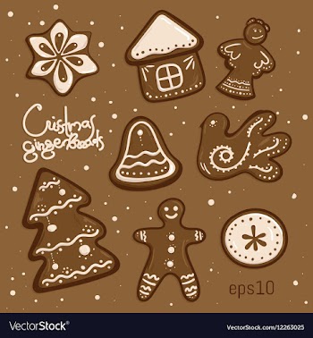 Set of cute Christmas cookies Hand drawn vector image