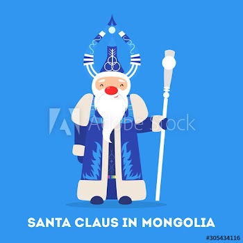 Set of cute funny Santa Claus wearing national costumes