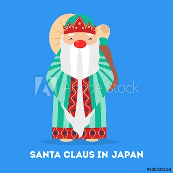 Set of cute funny Santa Claus wearing national costumes