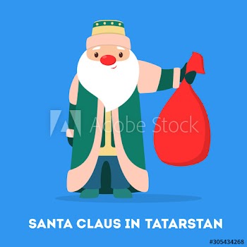 Set of cute funny Santa Claus wearing national costumes