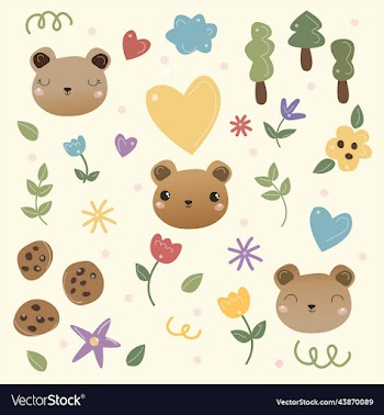 set of cute stickers with animals hand drawn