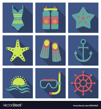 Set of cute summer icons bright summertime poster vector image