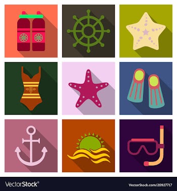 Set of cute summer icons bright summertime poster vector image