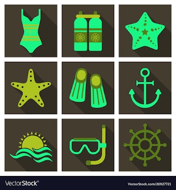 Set of cute summer icons bright summertime poster vector image