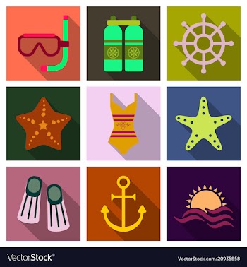 Set of cute summer icons bright summertime poster vector image