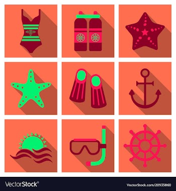 Set of cute summer icons bright summertime poster vector image