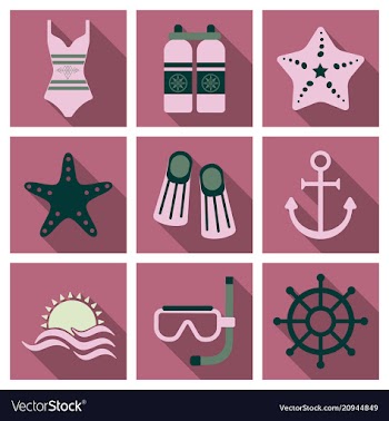 Set of cute summer icons bright summertime poster vector image