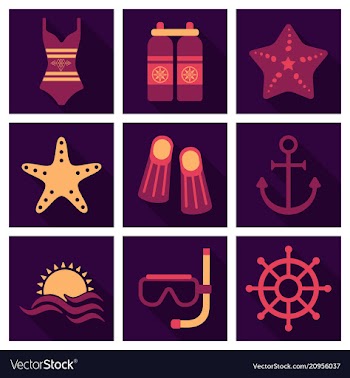Set of cute summer icons bright summertime poster vector image