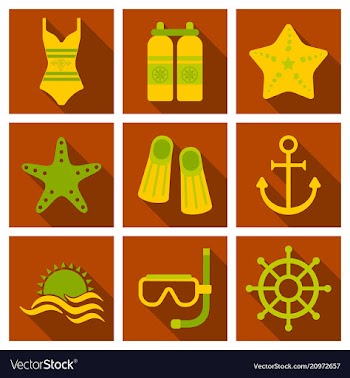 Set of cute summer icons bright summertime poster vector image