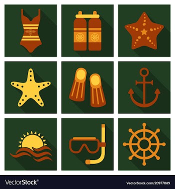 Set of cute summer icons bright summertime poster vector image