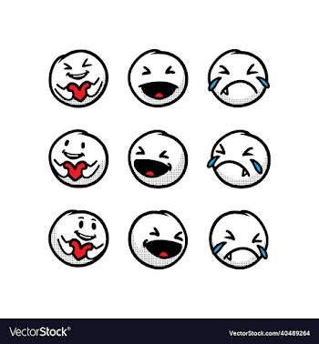 set of cute white emoticon hand drawn