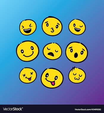 set of cute yellow emoticon hand drawn