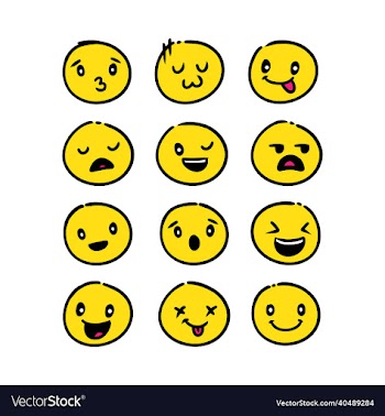 set of cute yellow emoticon hand drawn