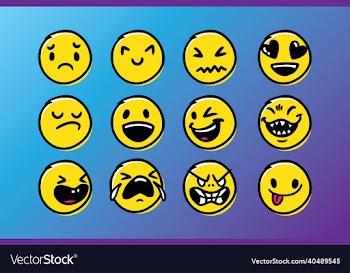 set of cute yellow emoticon hand drawn