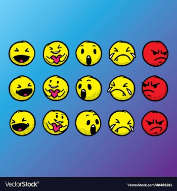 set of cute yellow red emoticon hand drawn