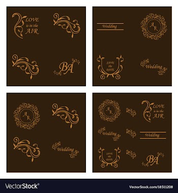 Set of decorative calligraphic elements floral vector image