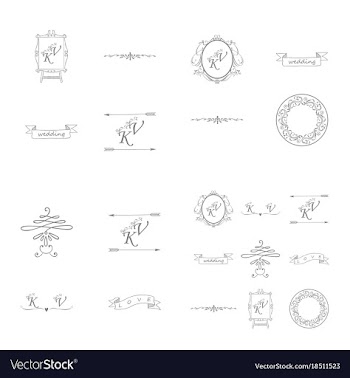 Set of decorative calligraphic elements floral vector image