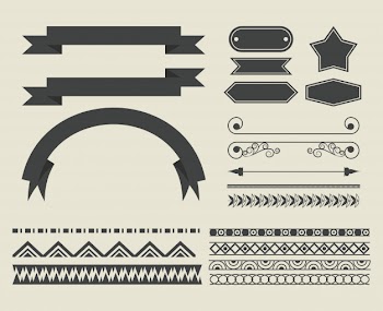 Set of decorative ribbon cartoon Free Vector