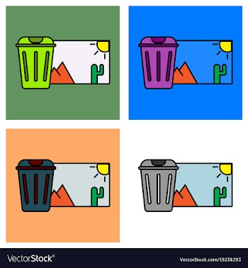 Set of delete image flat icon on color background vector image