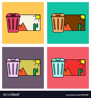 Set of delete image flat icon on color background vector image