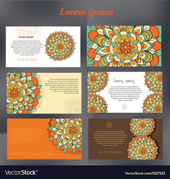 Set of design cards for text with floral motifs vector image