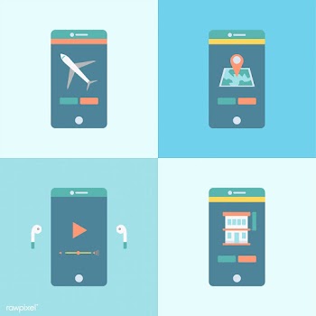 Set of different apps graphic on the mobile | Free stock vector - 251117