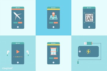 Set of different apps graphic on the mobile | Free stock vector - 251131