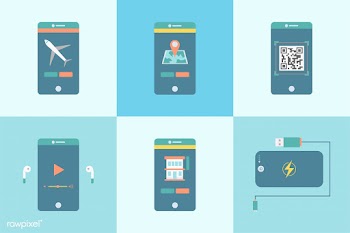 Set of different apps graphic on the mobile | Free stock vector - 251136