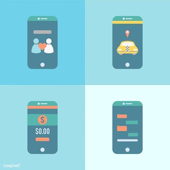 Set of different apps graphic on the mobile | Free stock vector - 251147