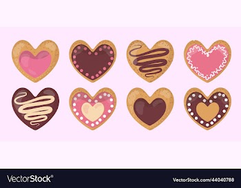 set of different cookies in the form of hearts