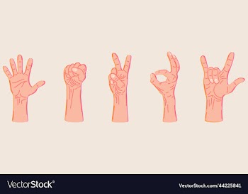 set of different hand gestures