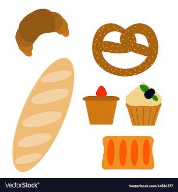 set of different types of pastries croissant