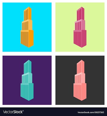 Set of downtown skyscraper with skyline vector image
