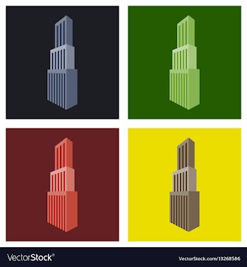 Set of downtown skyscraper with skyline vector image