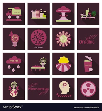 Set of ecology icons in flat style with shadow vector image