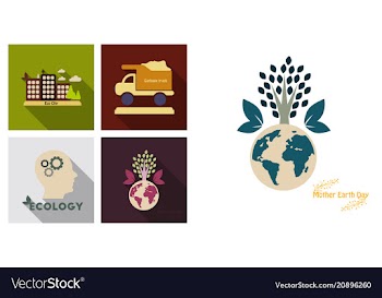 Set of ecology icons in flat style with shadow vector image